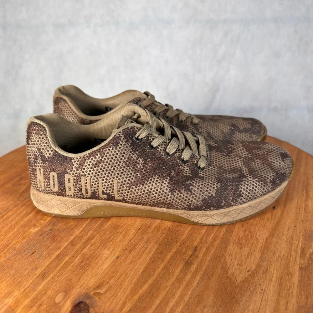 NOBULL SuperFabric Trainer Mens 7.5 Womens 9 Brown Camo Good Cross Training Shoe